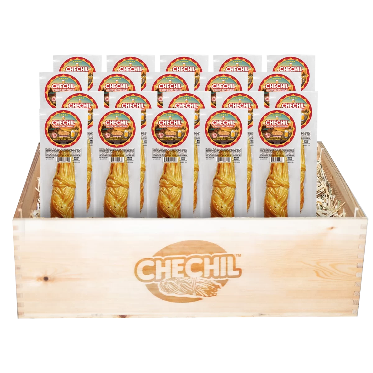 Chechil Smoked Braided String-Cheese Beer Snack Gift Box 20 Pack Main Product Photo